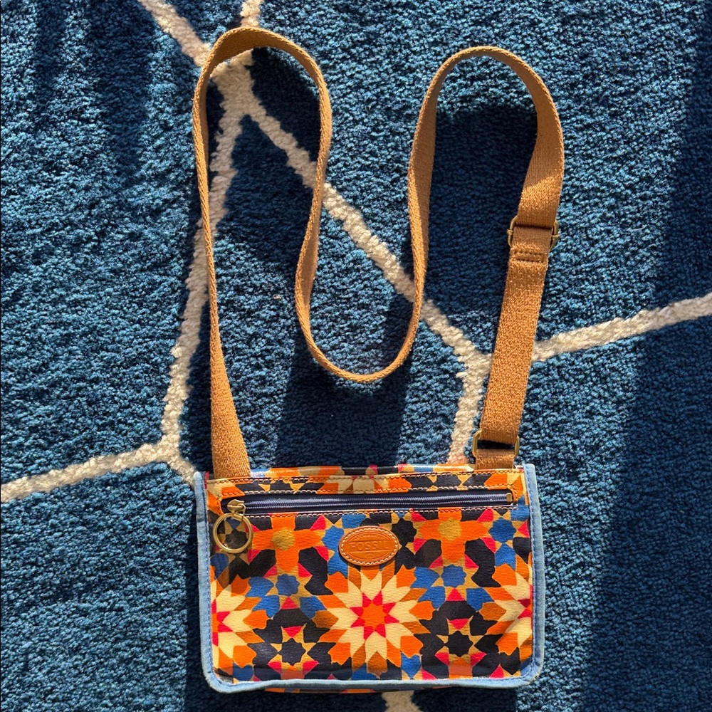 Fossil Colorful Geometric Pattern Crossbody Bag